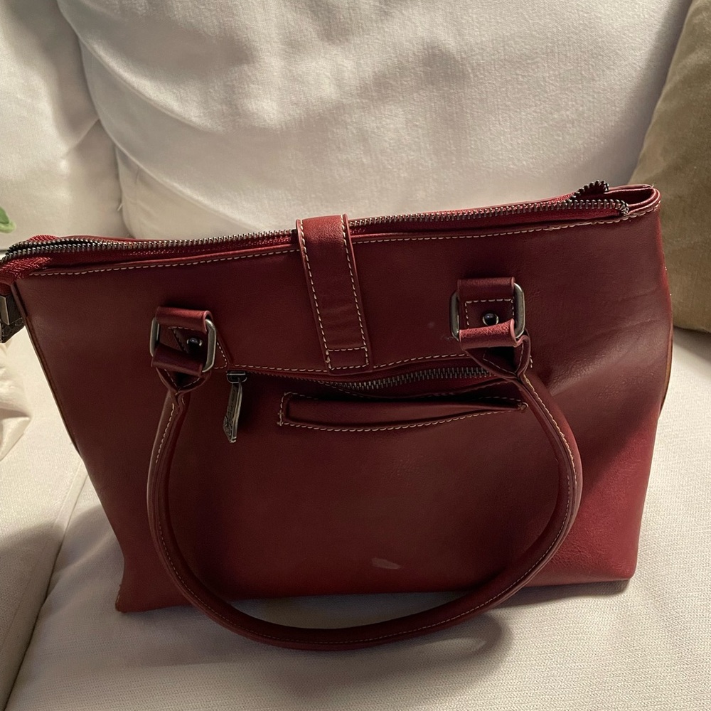 Trinity Ranch leather tooled bag-Red - Picture 6 of 7